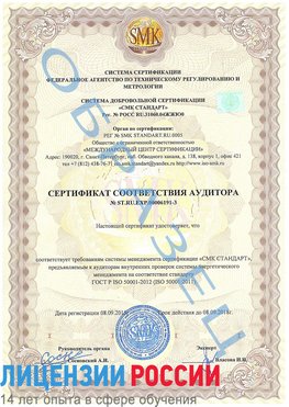 Образец сертификата соответствия аудитора №ST.RU.EXP.00006191-3 Богородск Сертификат ISO 50001